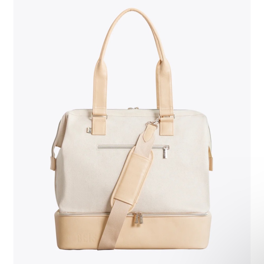 BEIS Mini Convertible Weekender Beige Luggage Crossbody Duffel Bag